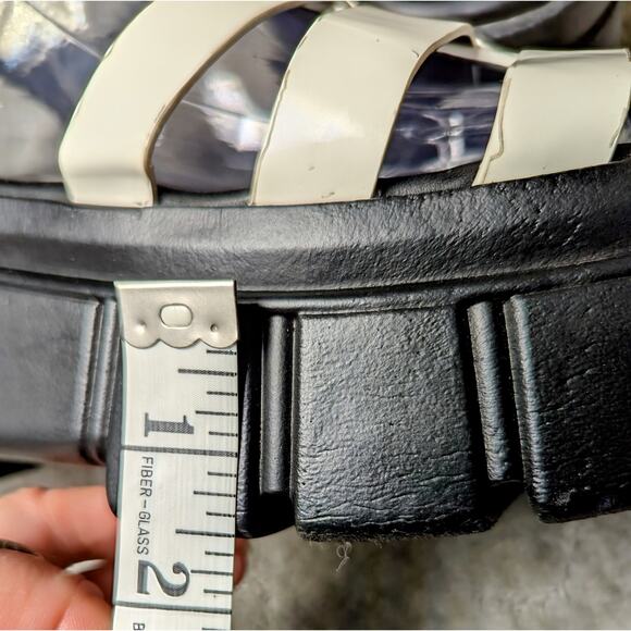 Forever 21 White Chunky Platform Sandals WOMENS 8 patent leather caged lug sole - Picture 10 of 13